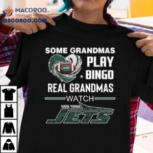 Some Grandmas Play Bingo Real Grandmas Watch New York Jets Diamond Heart Tshirt