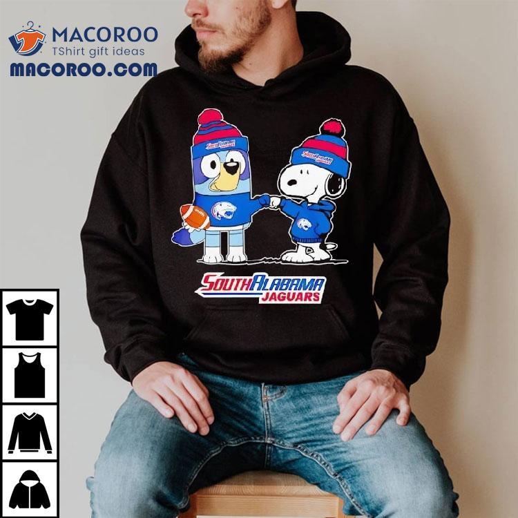 South Alabama Jaguars X Snoopy Bluey Christmas Football Ncaa Shirt South Alabama Jaguars X Snoopy Bluey Christmas Football Ncaa Shirt