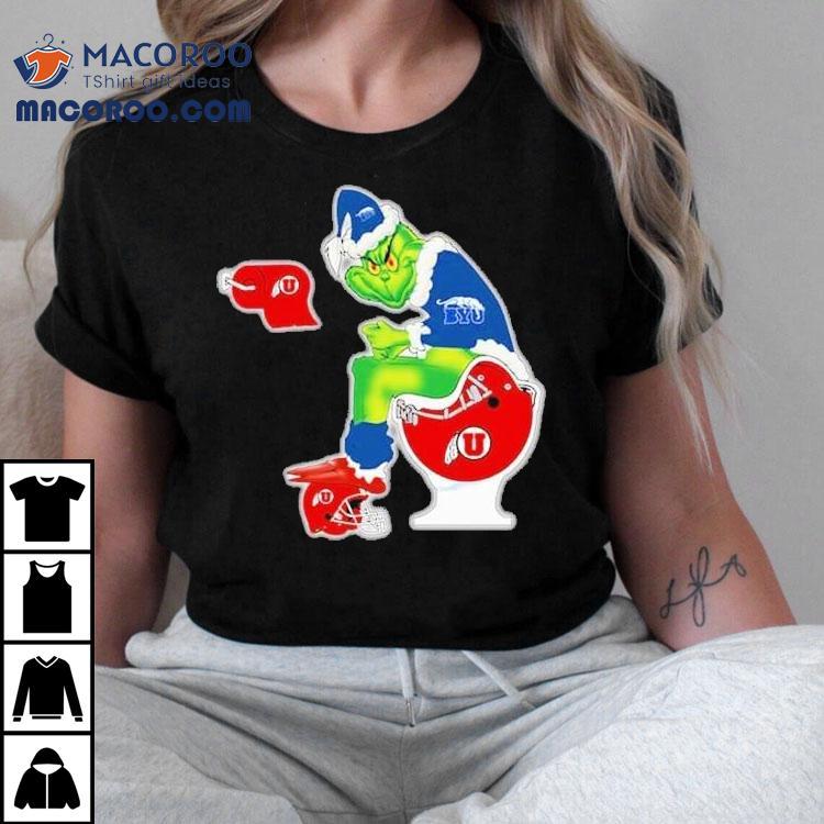 The Grinch Byu Cougars Sitting On Toilet Utah Utes Xmas Holiday Christmas Shirt The Grinch Byu Cougars Sitting On Toilet Utah Utes Xmas Holiday Christmas Shirt