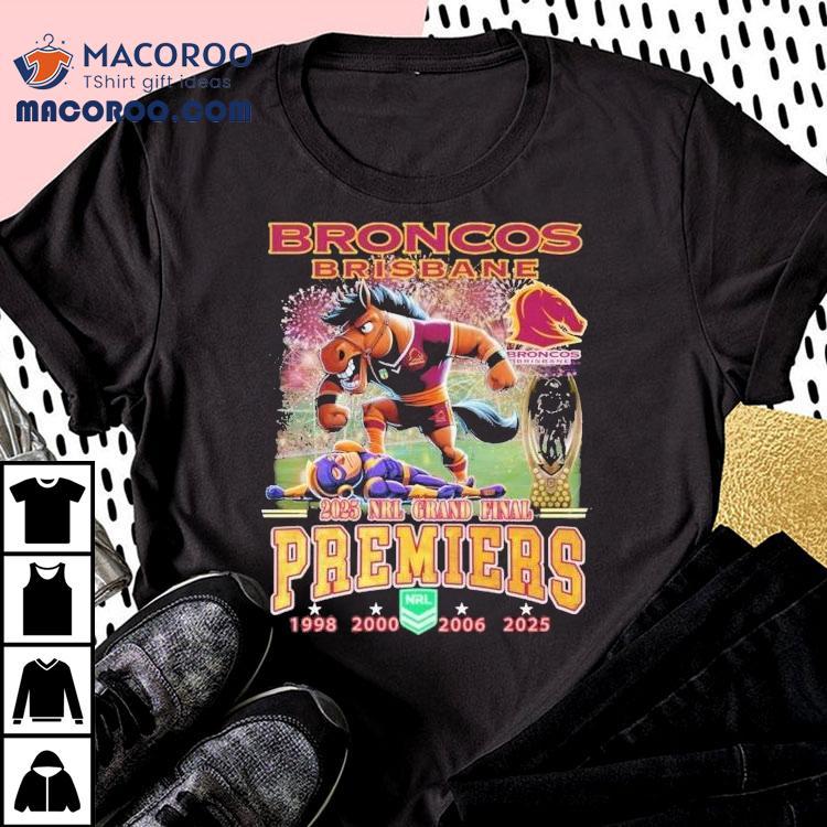 Brisbane Broncos Stomp Melbourne Storm 2025 Nrl Grand Final Premiers Mascot Shirt Brisbane Broncos Stomp Melbourne Storm 2025 Nrl Grand Final Premiers Mascot Shirt