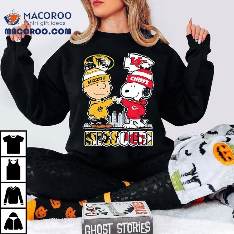 Charlie Brown And Snoopy X Missouri Tigers And Kansas City Chiefs Shirt Charlie Brown And Snoopy X Missouri Tigers And Kansas City Chiefs Shirt