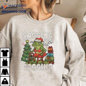 Frog Wearing Bikini Sagging But Still Gagging Merry Christmas Shirt