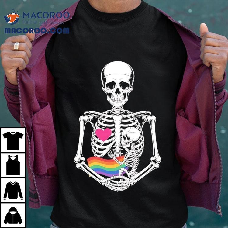 Halloween Lesbian Pregnancy Pride Baby Pregnant Skeleton Shirt Halloween Lesbian Pregnancy Pride Baby Pregnant Skeleton Shirt
