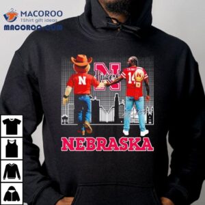 Herbie Husker And Crawford Nebraska Cornhuskers City Skyline Signature Tshirt