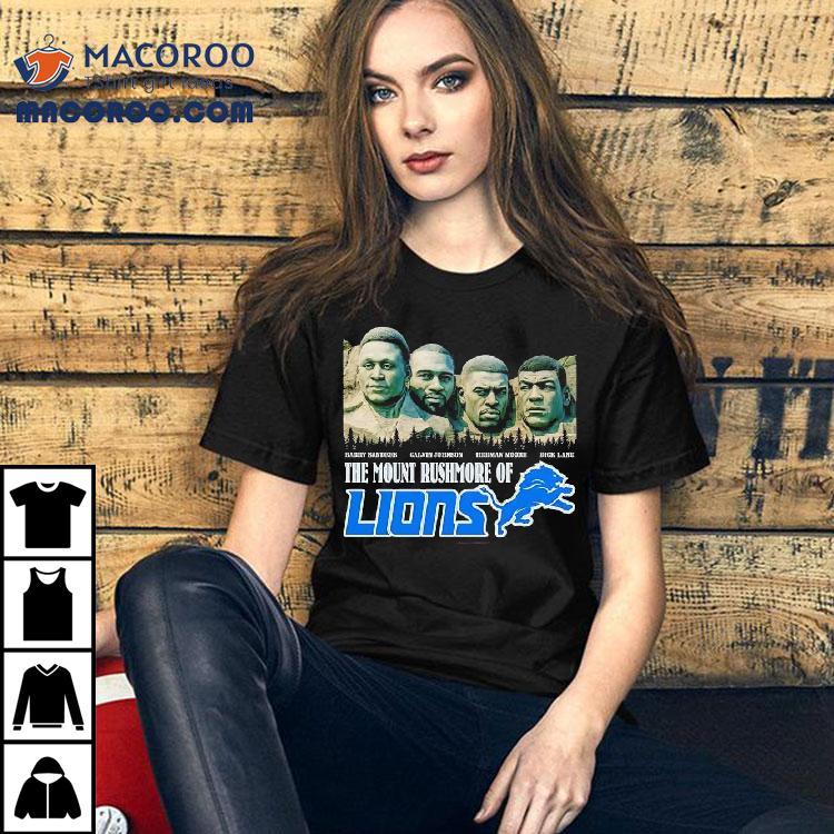 The Mount Rushmore Of Detroit Lions Are Barry Sanders Calvin Johnson Herman Moore Dick Lane Shirt The Mount Rushmore Of Detroit Lions Are Barry Sanders Calvin Johnson Herman Moore Dick Lane Shirt