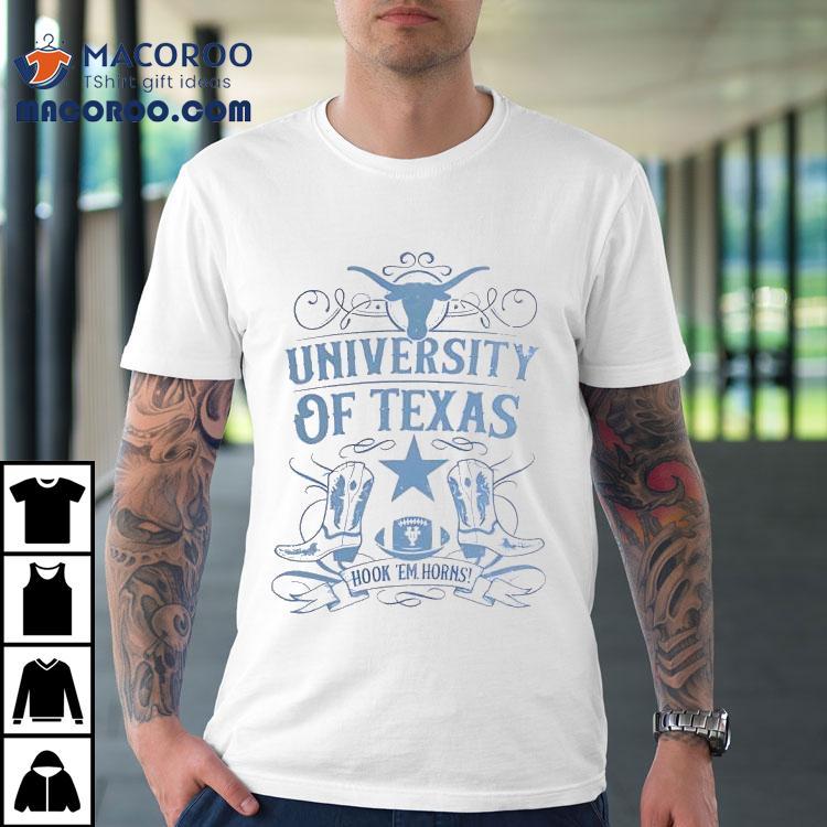 University Of Texas Longhorns Football Hook Em Horns Ribbon Boots Shirt University Of Texas Longhorns Football Hook Em Horns Ribbon Boots Shirt