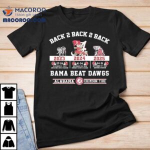 Alabama Crimson Tide Back 2 Back 2 Back Bama Beat Dawgs 2023 2024 2025 Victories Shirt 2 Alabama Crimson Tide Back Back Back Bama Beat Dawgs Victories Tshirt
