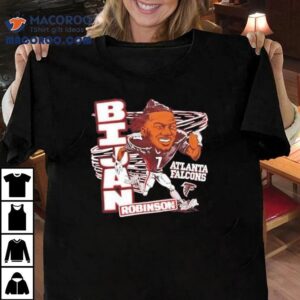 Atlanta Falcons Bijan Robinson Caricature Signature 2025 Shirt 2 Atlanta Falcons Bijan Robinson Caricature Signature Tshirt