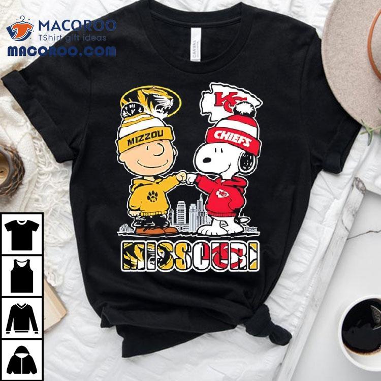 Charlie Brown And Snoopy X Missouri Tigers And Kansas City Chiefs Shirt Charlie Brown And Snoopy X Missouri Tigers And Kansas City Chiefs Shirt