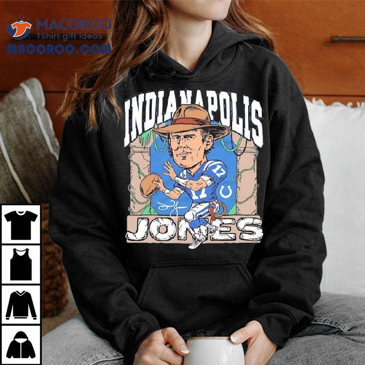 Daniel Jones Indianapolis Colts Indianapolis Jones Signature Logo Shirt Daniel Jones Indianapolis Colts Indianapolis Jones Signature Logo Shirt