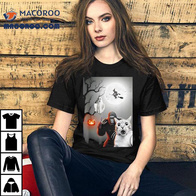 Funny Halloween Spooky Cat Ghost Bigfoot Costume Shirt Funny Halloween Spooky Cat Ghost Bigfoot Costume Shirt