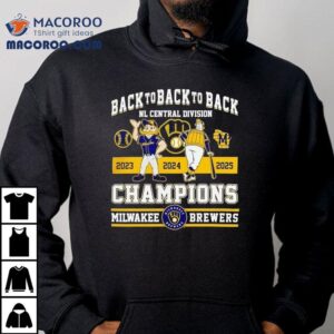 Milwakee Brewers Back To Back To Back Nl Central Division Champions 2025 Shirt 2 Milwakee Brewers Back To Back To Back Nl Central Division Champions Tshirt