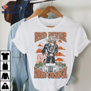 Texas Longhorns River Runs Orange Mascot Shirt 2 Texas Longhorns River Runs Orange Masco Tshirt