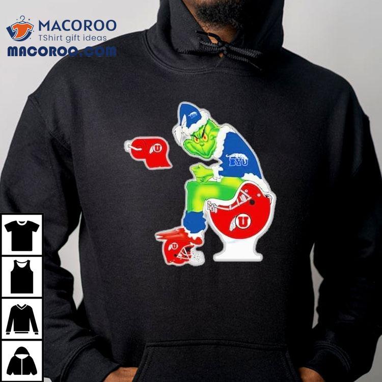 The Grinch Byu Cougars Sitting On Toilet Utah Utes Xmas Holiday Christmas Shirt The Grinch Byu Cougars Sitting On Toilet Utah Utes Xmas Holiday Christmas Shirt