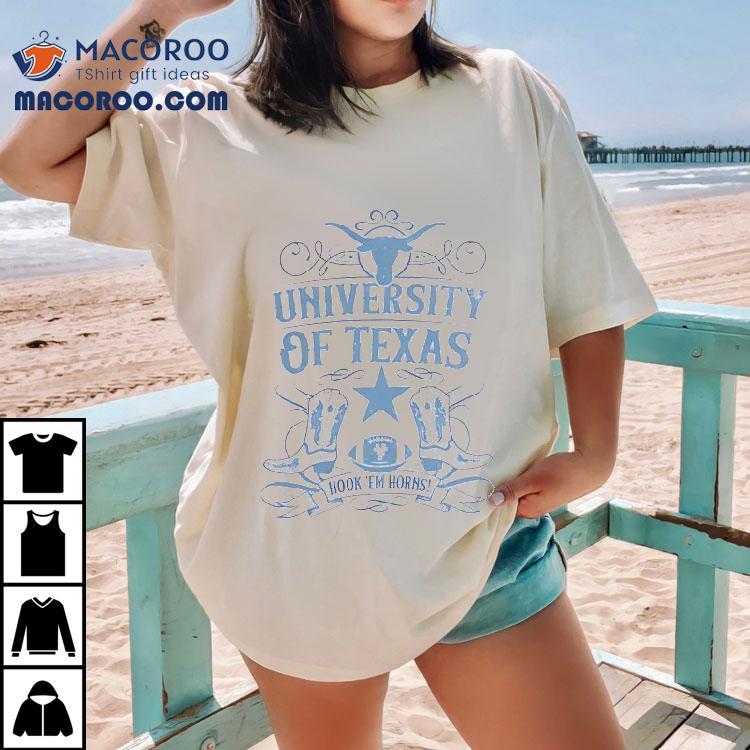 University Of Texas Longhorns Football Hook Em Horns Ribbon Boots Shirt University Of Texas Longhorns Football Hook Em Horns Ribbon Boots Shirt