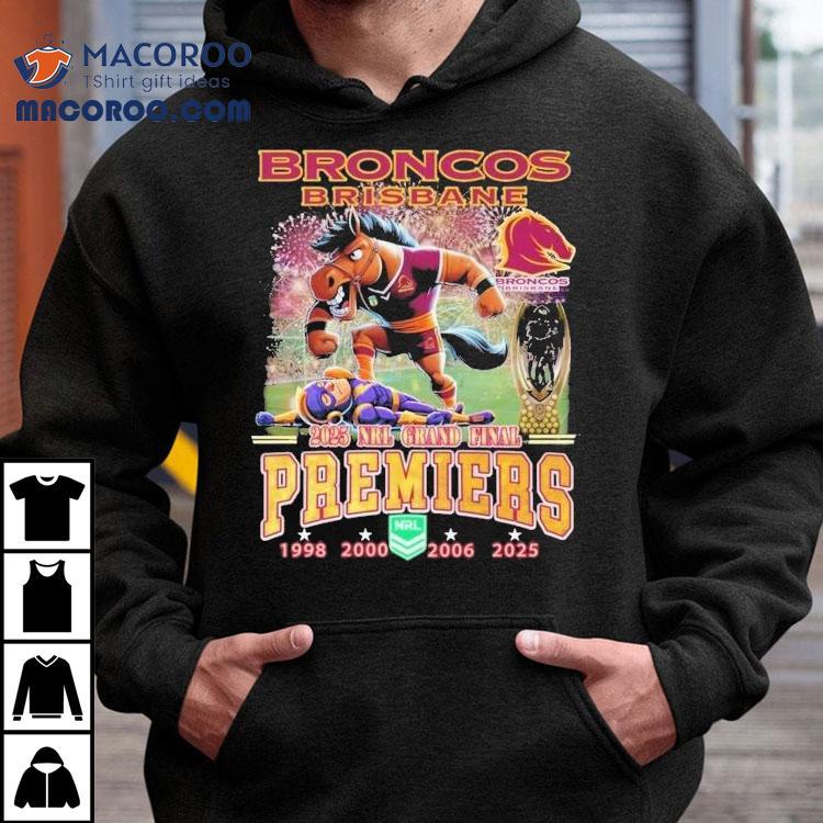 Brisbane Broncos Stomp Melbourne Storm 2025 Nrl Grand Final Premiers Mascot Shirt Brisbane Broncos Stomp Melbourne Storm 2025 Nrl Grand Final Premiers Mascot Shirt