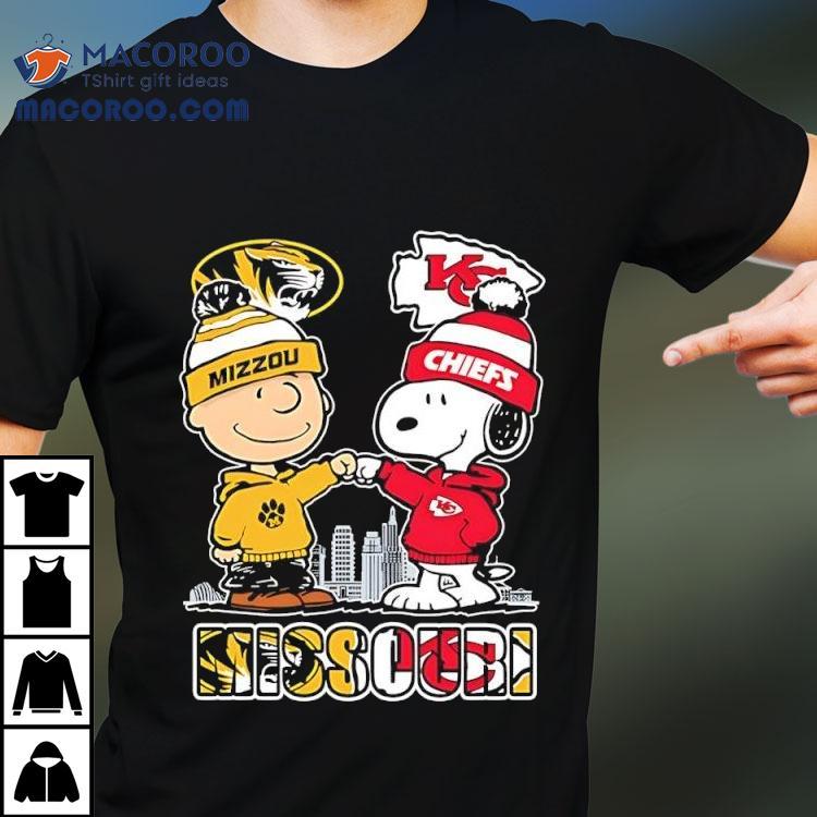 Charlie Brown And Snoopy X Missouri Tigers And Kansas City Chiefs Shirt Charlie Brown And Snoopy X Missouri Tigers And Kansas City Chiefs Shirt