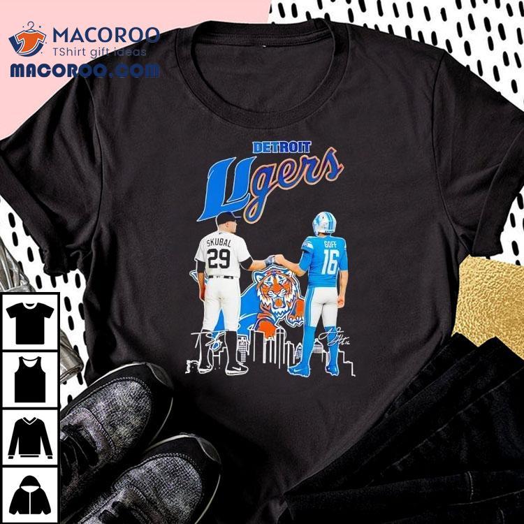 City Skyline Goff Detroit Lions X Skubal Detroit Tigers Legends Signatures Shirt City Skyline Goff Detroit Lions X Skubal Detroit Tigers Legends Signatures Shirt