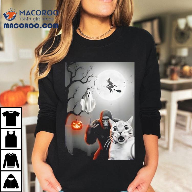 Funny Halloween Spooky Cat Ghost Bigfoot Costume Shirt Funny Halloween Spooky Cat Ghost Bigfoot Costume Shirt