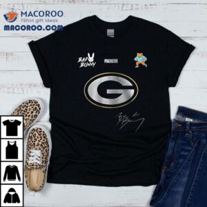 Green Bay Packers X Bad Bunny Benito Football Mascot Signature Shirt 3 Green Bay Packers X Bad Bunny Benito Football Mascot Signature Tshirt