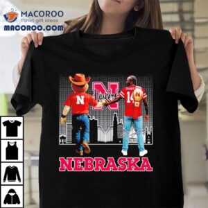 Herbie Husker And Crawford Nebraska Cornhuskers City Skyline Signature Tshirt