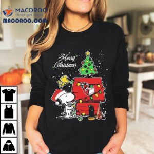 Snoopy And Woodstock The Peanuts Cleveland Guardians Merry Christmas Shirt 3 Snoopy And Woodstock The Peanuts Cleveland Guardians Merry Christmas Tshirt