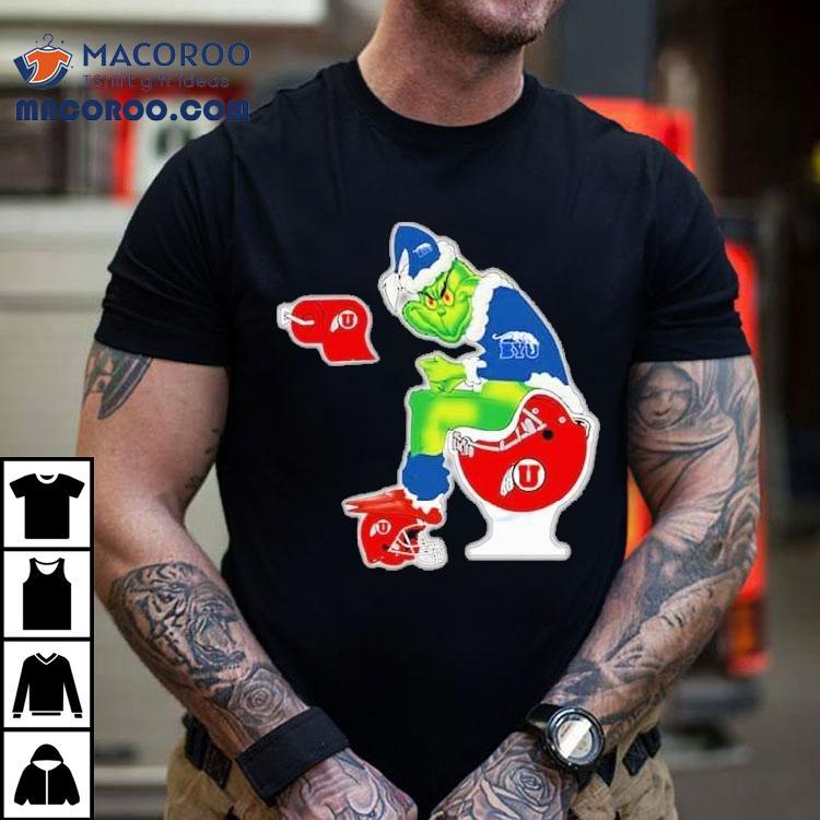 The Grinch Byu Cougars Sitting On Toilet Utah Utes Xmas Holiday Christmas Shirt The Grinch Byu Cougars Sitting On Toilet Utah Utes Xmas Holiday Christmas Shirt