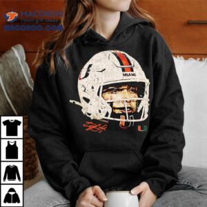 Carson Beck Miami Hurricanes Helmet Face Signature T-shirt