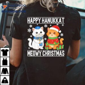 Cat Merry Christmas Happy Hanukkah Shirt