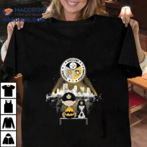 Charlie Brown And Snoopy Watching City Pittsburgh Slers Pirates And Penguins Football Tshirt