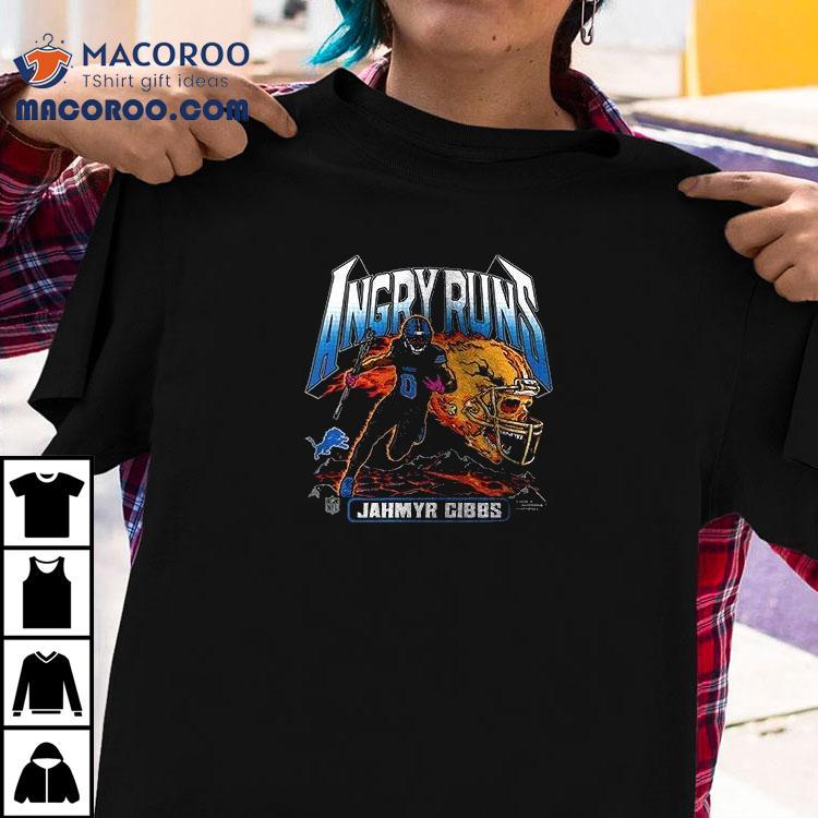 Detroit Lions Jahmyr Gibbs Angry Runs Graphic Shirt Detroit Lions Jahmyr Gibbs Angry Runs Graphic Shirt