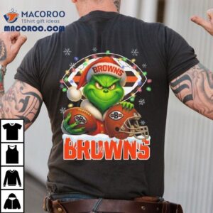 Grinch X Cleveland Browns Ball And Helmet Merry Christmas Shirt