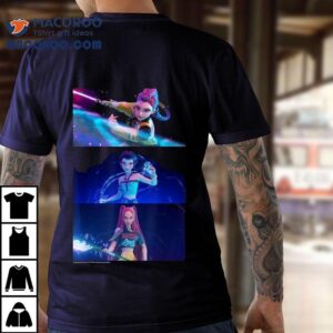 Kpop Demon Hunters Rumi Mira And Zoey Wielding Weapons Tshirt