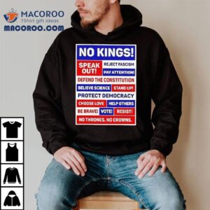 No Kings Speak Out Reject Fascism Pay Attention Defend The Constitution Believe Science Tshirt
