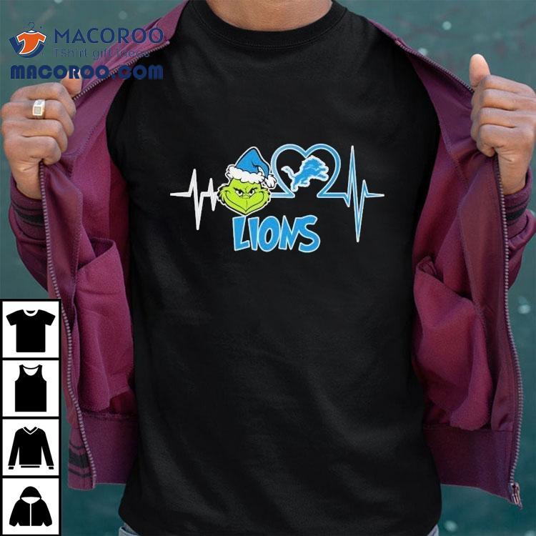 The Grinch X Detroit Lions Heartbeat Christmas Shirt The Grinch X Detroit Lions Heartbeat Christmas Shirt