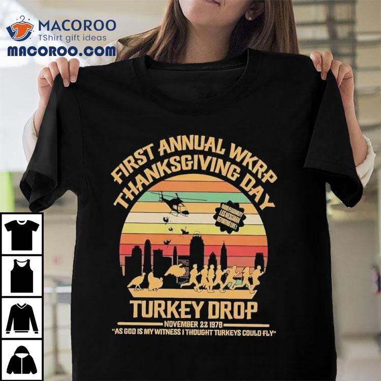 Turkeys Away Drop Sitcom Wkrp In Cincinnati Thanksgiving Day Vintage Graphic Shirt Turkeys Away Drop Sitcom Wkrp In Cincinnati Thanksgiving Day Vintage Graphic Shirt