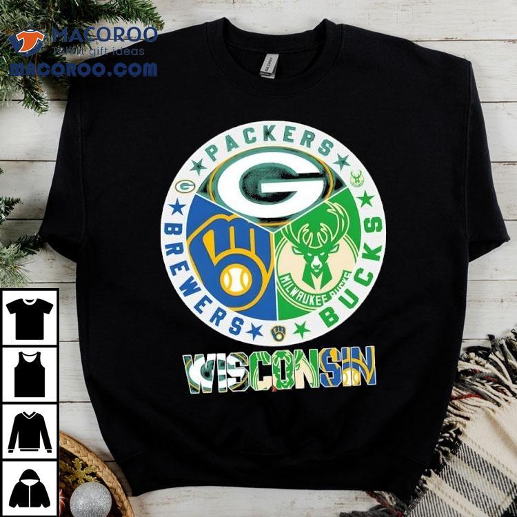  Wisconsin Teams Green Bay Packers X Milwaukee Bucks X Milwaukee Brewers Tshirt