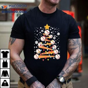 Baseball Tree Star Light Christmas Shirt