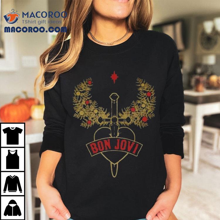 Bon Jovi Heart Dagger Holiday Wreath Christmas Shirt Bon Jovi Heart Dagger Holiday Wreath Christmas Shirt