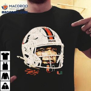 Carson Beck Miami Hurricanes Helmet Face Signature T-shirt