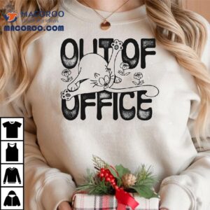 Cartoon Cat Out Of Office T-shirt