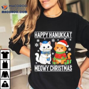 Cat Merry Christmas Happy Hanukkah Shirt