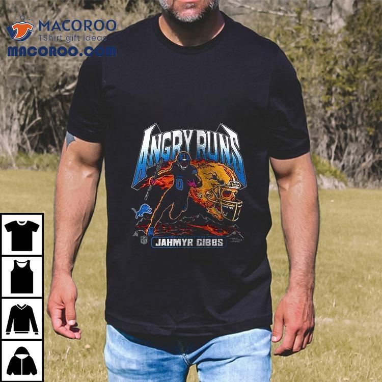 Detroit Lions Jahmyr Gibbs Angry Runs Graphic Shirt Detroit Lions Jahmyr Gibbs Angry Runs Graphic Shirt