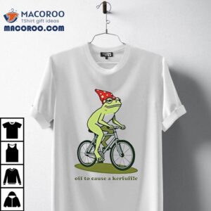 Frog Riding A Bicycle Off To Cause A Kerfuffle Shirt