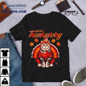 Happy Thanksgiving Cat Turkey Day Fall Shirt