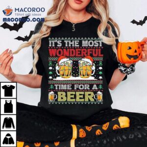 Its The Most Wonderful Time For A Beer Santa Merry Christmas Shirt
