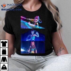 Kpop Demon Hunters Rumi Mira And Zoey Wielding Weapons Tshirt