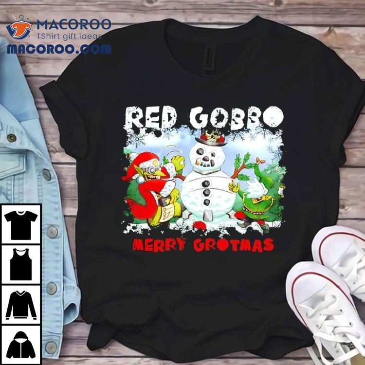 Red Gobbo Merry Grotmas Christmas With Snow Shirt Red Gobbo Merry Grotmas Christmas With Snow Shirt