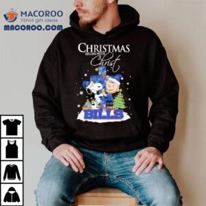 Snoopy And Charlie Brown The Peanuts X Buffalo Bills Merry Christmas Begins With Christ Shirt