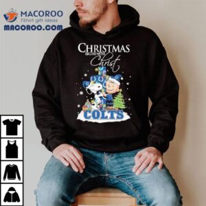 Snoopy And Charlie Brown The Peanuts X Indianapolis Colts Merry Christmas Begins With Christ Shirt